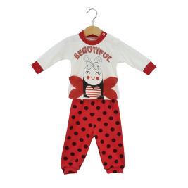 Βρεφική Πυτζάμα Mamma Natura 3266 Λευκό Πουά Κόκκινο Κορίτσι