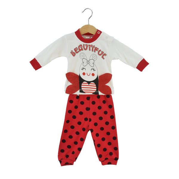 Βρεφική Πυτζάμα Mamma Natura 3266 Λευκό Πουά Κόκκινο Κορίτσι
