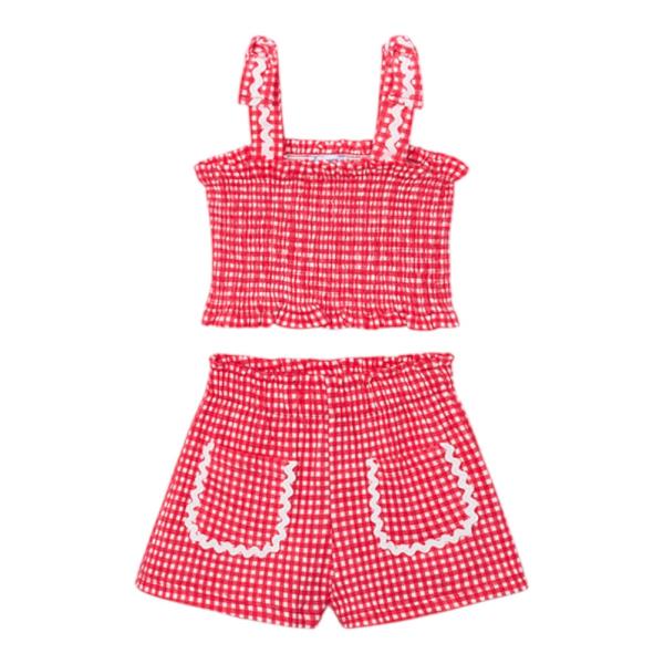 Παιδικό Σετ Σύνολο Mayoral 26-03232-081 Κόκκινο Καρό Κορίτσι