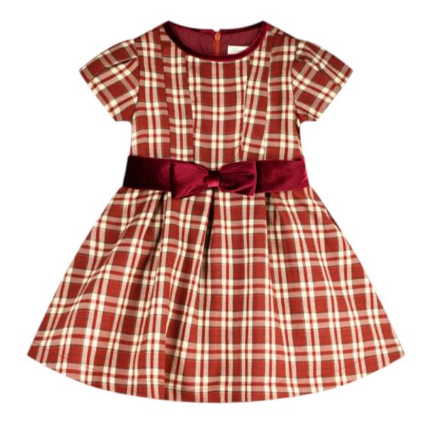 Παιδικό Φόρεμα Boutique 45-126391-7 Μπορντώ Καρό Κορίτσι